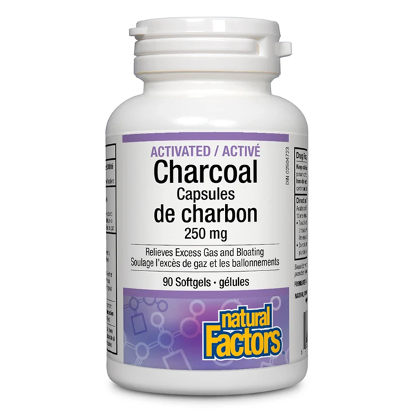 Natural Factors – Charbon activé 250 mg 90 gélules
