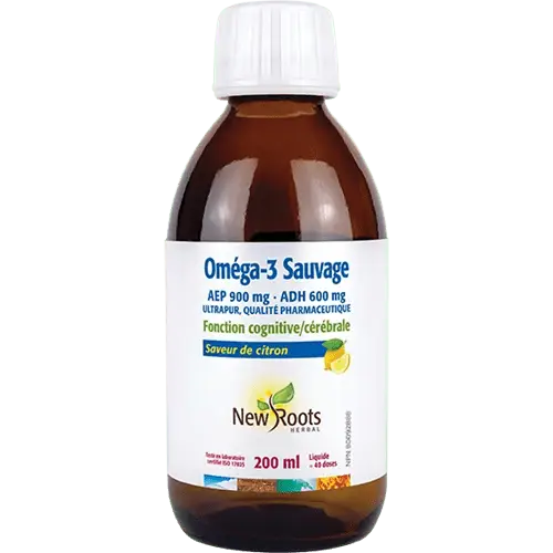 New Roots herbal - Omega 3 Sauvage AEP 900mg -ADH 600mg saveur citron 200ml