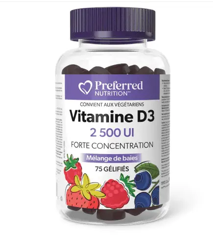 Preferred nutrition – Vitamine D3 2500IU 75 gélifiés