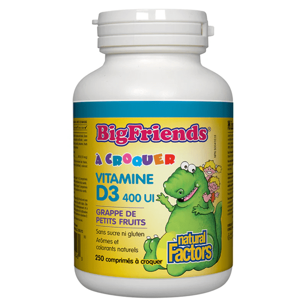 Natural Factors – Vitamine D3 400 ui 250 comprimés croquables petits fruits