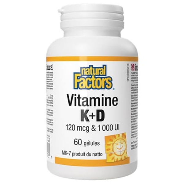 Natural Factors – Vitamine K&D 120 mcg & 1000 UI