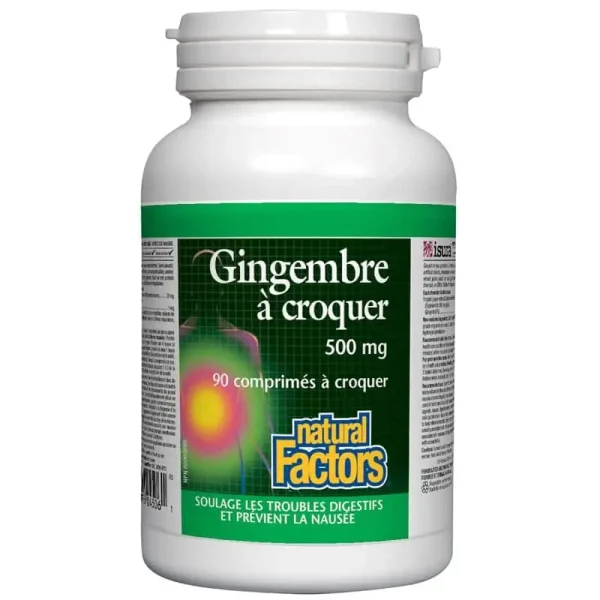Natural Factors – Gingembre à croquer 500 mg 90 comprimés