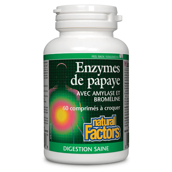 Natural Factors – Enzymes de Papaye 60 capsules